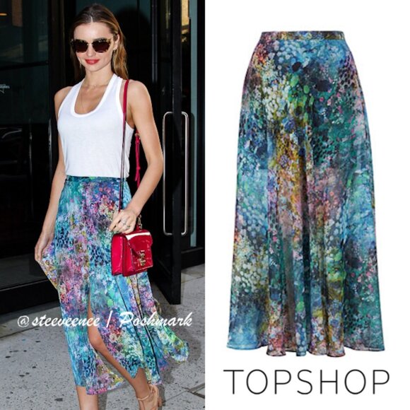 Topshop Blurry Watercolor Floral Maxi Skirt ASO Miranda Kerr - Picture 1 of 12